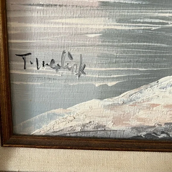 Vtg Oceanside Villa Pastel Floral Oil Painting On Canvas Signed Wood Frame - Picture 3 of 8